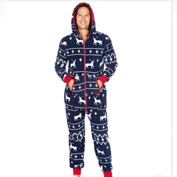 MEN'S BLUE REINDEER JUMPSUIT. Size L - Picture 14 of 15